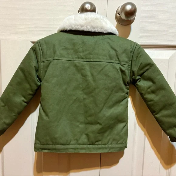 7 For All Mankind Olive Green Coat with Faux Fur Collar. Size 3T. Like New! - Picture 2 of 7